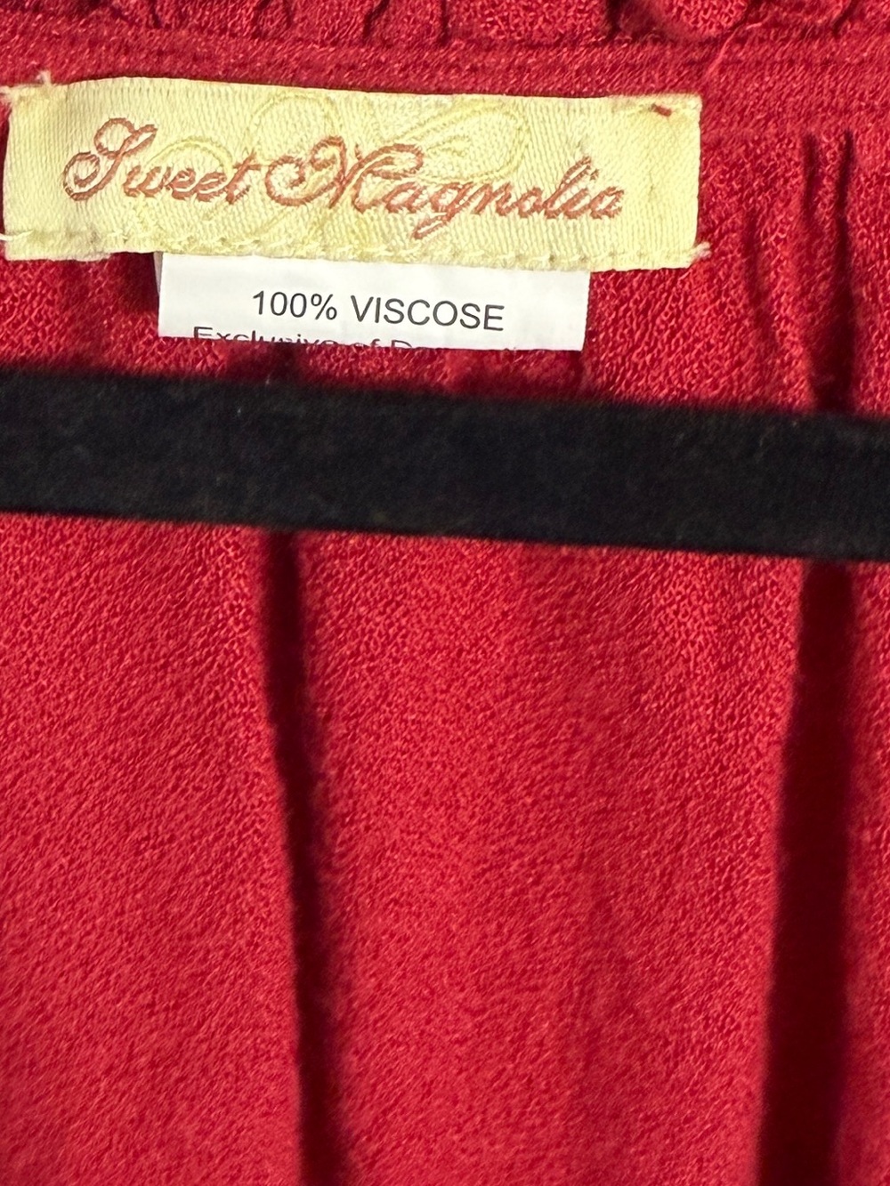 Sweet Magnolia Crimson Peasant Blouse with White Embroidered Sleeves. Size L - Picture 6 of 6
